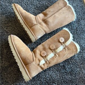 UGG Tan Winter Boots with Button Detail
